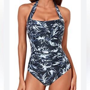 Smismivo Floral Halter One-Piece Swimsuit, Size M, NWT‎